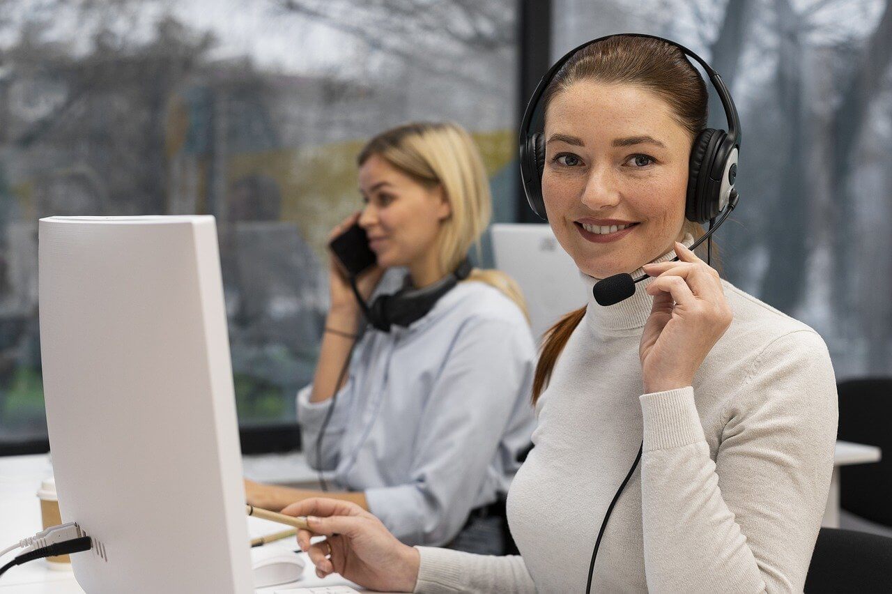 Call center agents working